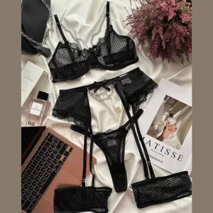 Lingerie Underwear Bras Sets Lace Garter Lingerie Women Intimates 2024 Underwire Bra And Panty Thongs Ladies Underwear Set Bangladesh (New)