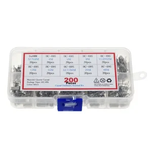 200pcs 10Value HC 49S Quartz Resonator DIP 2P Oscillator Assorted Kit 4MHz 6MHz 8MHz 11 0592MHz 12MHz 16MHz 24MHz 48MHz Bangladesh (New)