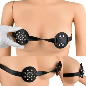 Nipple Clamps Spiked Breast Binder Couple BDSM Bra Harness Chest Straps Leather Bed Restraint BDSM sexx Toys For Women Men Bangladesh (New)