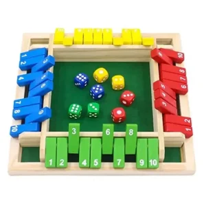 Wooden Dice Board Game Shut The Box for 4 Players Flaps Dices Game Parent children Interaction Family Entertainment Bangladesh (New)