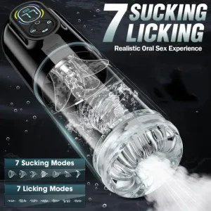 New LCD Automatic Male Mastubator Peniss Pump With 7 Vibrating Rotating Thrusting Licking Modes Pocket Pussyy sexx Toys for Men Bangladesh (New)
