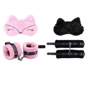 SM Handcuffs Toy Adjustable PU Leather Plush Handcuffs Blindfold Masks Restraints Bondage sexx Toy For Adults Games Accessories Bangladesh (New)
