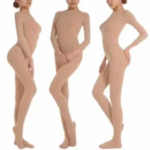 Skin Color Dance Stockings Clothing One Piece Stockings sexxy Padded Flesh Color Long Sleeve Open without Open Crotch Full Body B Bangladesh (New)