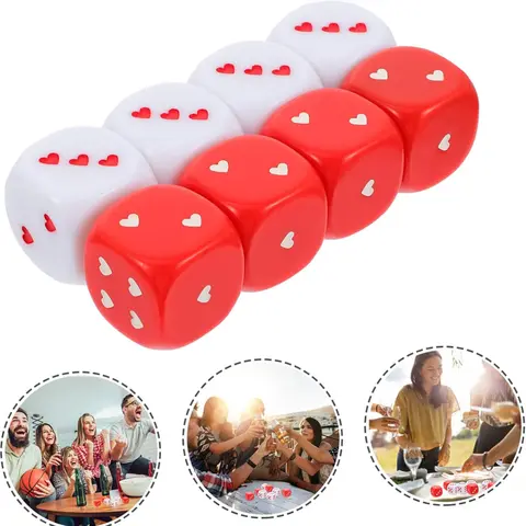 6PCS Heart Design Dice Poker Funny Games For Party Couple Gifts For Lovers Juegos De Mesas Para Toda La Familia Divertidos Bangladesh (New)