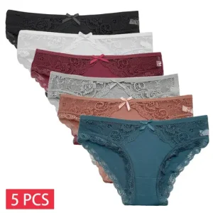 5 PCS/SET New Arrival Low Rise Ladies sexxy Lace Panty Underpants Panties For Women Lingerie Cotton Briefs Bangladesh (New)
