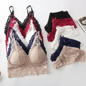 sexxy Lace Women Underwear Set Seamless Wire Free Bra Sets Hollow Out Bra and Panty Sets For Women Embroidery Intimates Lingerie Bangladesh (New)