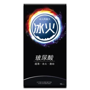 Hyaluronic Acid Ice Fire Condomss 10 Pcs Pack Ultra Thin Natural Latex With Dual Stimulation Design For Enhanced Intimacy Bangladesh (New)