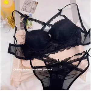 MOYISU Kawaii Heart Lingerie Set Purple Lace Bra Outerwear Style Sml Bust Push Up Enhancer sexxy Pure Design Bralette Top Bangladesh (New)