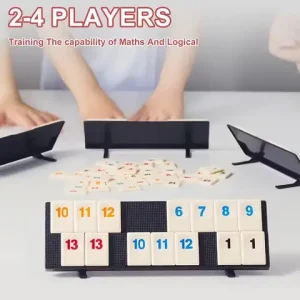 106 Rummy Tiles Numbered Mahjong Set with 4 Racks Zipper Storage Deluxe Portable Travel Game Set Suitable for Holiday Party Bangladesh (New)