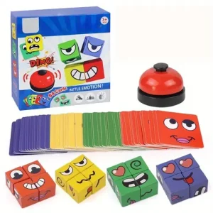 Kids Face Change Cube Game Montessori Expression Puzzle Building Blocks Toys Early Learning Educational Match Toy for Children Bangladesh (New)