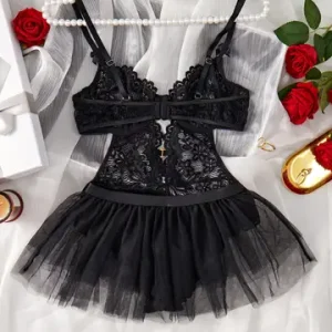 sexxy Set Open Bodysuit Underwear For Women Lace Perspective Night Skirt sexx Costumes Erotic Lingerie Corsets bra and panty set Bangladesh (New)