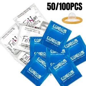 50/100PCS Natural Latex Condom for Adult Man Smooth Ultra Thin Condomss Peniss Sleeve Couples Contraception sexx Product Condones Bangladesh (New)