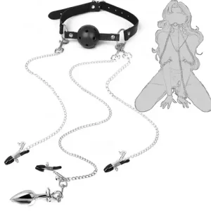 BDSM Mouth Gag Nipple Clamp Clitoris Clip Anal Butt Plug Adjustable SM Slave sexx Toy Breast Clip Clit Stimulator No Vibrator Bangladesh (New)