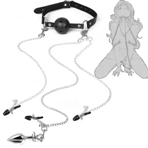 BDSM Mouth Gag Nipple Clamp Clitoris Clip Anal Butt Plug Adjustable SM Slave sexx Toy Breast Clip Clit Stimulator No Vibrator Bangladesh (New)