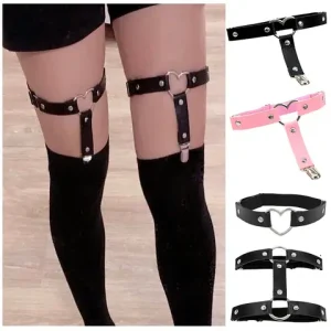 Women sexxy Leather Thigh Garter Belt Pu Punk Elastic Harness Leg Strap Goth Stocking Leglet Belt Garters Suspender For Girl Bangladesh (New)