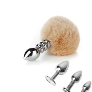 Mini Bunny Ball Tail with Removable Metal Butt Plug Anal Beads Dildo for Couple BDSM Cosplay Anue Massage sexx Toys Kits Bangladesh (New)