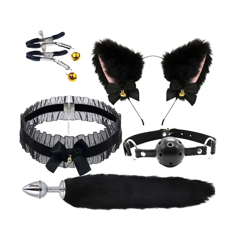 Cute Tail Anal Plug Bow Knot sexx Toys For Female Male Soft Cat Ears Headbands Collar Cosplay Couples Accessories Bangladesh (New)