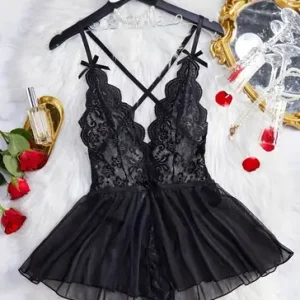 sexxy Lingerie Woman Lace Transparent Underwear Brief Sets Delicate Bra Kit Push Up Breves Sets Thin sexxy Erotic Bras Bodysuit Bangladesh (New)