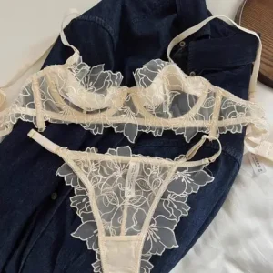 sexxy Lace Lightweight Bra Set Soft Underwire for Lift and Support Prevents Sagging Exquisite Embroidered Lingerie Two Piece Set Bangladesh (New)
