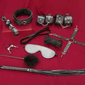 Genuine Leather Couples sexx Toys BDSM Bondage Kits Restraint Set Handcuffs Collar Gag Vibrators sexx Toys for Women Adult Games Bangladesh (New)