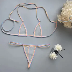 sexxy Mini Bra Sets Wirefree Ultra thin Mesh Unlined Bra Brief Set Black Transparent 2 Pieces Halter Women s Exotic Lingerie Sets Bangladesh (New)