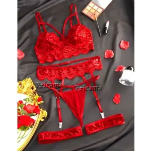 sexxy Lingerie Woman Lace Transparent Underwear Brief Sets Bra Kit Push Up Breves Sets Thin sexxy Erotic Lace Bra And Panty Set Bangladesh (New)