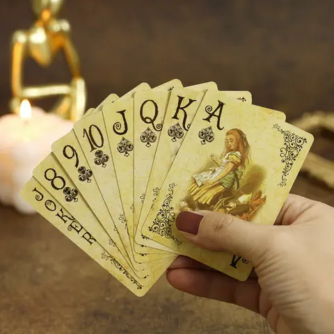 1Set Vintage Style Playing Cards Alice in Wonderland Poker Playing Cards Deck Board Games Retro Poker Never open Bangladesh (New)